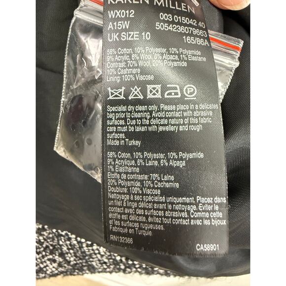 Karen Millen Black White Tweed Longline Vest Size 6 Sleeveless Classic Designer - Picture 9 of 11